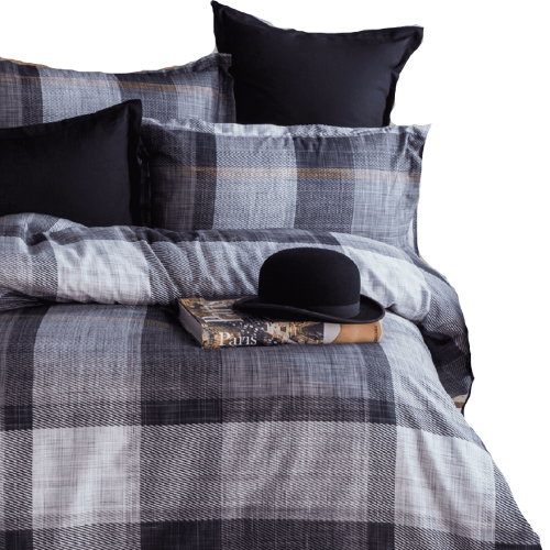 Obliečky z bavlneného saténu DUNLOE BLACK 200x220 / 4*50x70 cm.